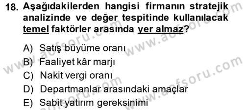 Mali Analiz Dersi 2013 - 2014 Yılı (Final) Dönem Sonu Sınav Soruları 18. Soru