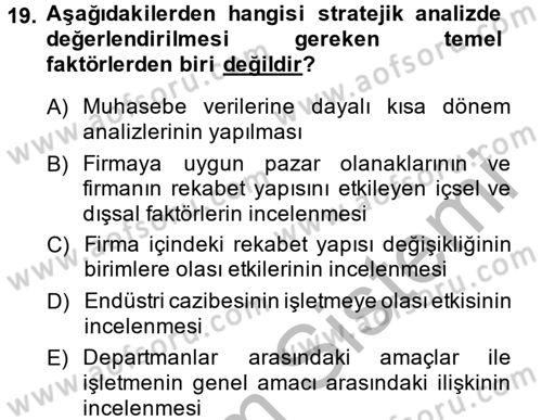 Mali Analiz Dersi 2013 - 2014 Yılı (Final) Dönem Sonu Sınav Soruları 19. Soru