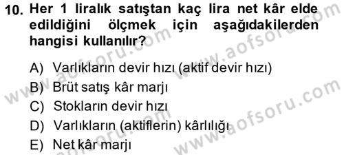 Mali Analiz Dersi 2013 - 2014 Yılı Tek Ders Sınav Soruları 10. Soru