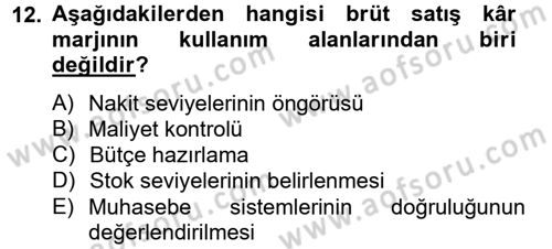 Mali Analiz Dersi 2013 - 2014 Yılı Tek Ders Sınav Soruları 12. Soru