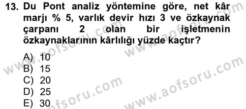 Mali Analiz Dersi 2013 - 2014 Yılı Tek Ders Sınav Soruları 13. Soru