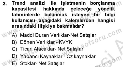 Mali Analiz Dersi 2013 - 2014 Yılı Tek Ders Sınav Soruları 3. Soru