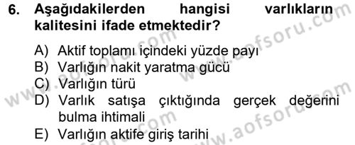 Mali Analiz Dersi 2013 - 2014 Yılı Tek Ders Sınav Soruları 6. Soru