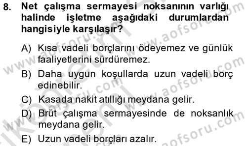 Mali Analiz Dersi 2013 - 2014 Yılı Tek Ders Sınav Soruları 8. Soru