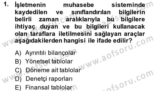 Mali Analiz Dersi 2014 - 2015 Yılı (Vize) Ara Sınav Soruları 1. Soru