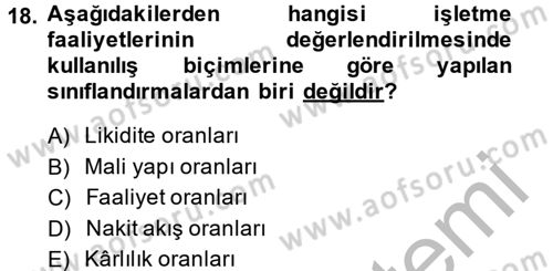 Mali Analiz Dersi 2014 - 2015 Yılı (Vize) Ara Sınav Soruları 18. Soru