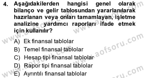 Mali Analiz Dersi 2014 - 2015 Yılı (Vize) Ara Sınav Soruları 4. Soru