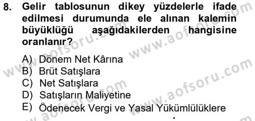 Mali Analiz Dersi 2014 - 2015 Yılı (Vize) Ara Sınav Soruları 8. Soru