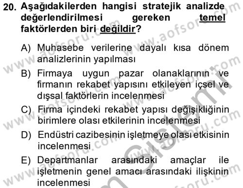Mali Analiz Dersi 2014 - 2015 Yılı (Final) Dönem Sonu Sınav Soruları 20. Soru