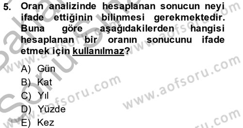 Mali Analiz Dersi 2014 - 2015 Yılı (Final) Dönem Sonu Sınav Soruları 5. Soru