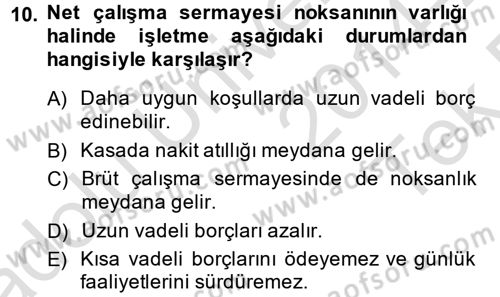 Mali Analiz Dersi 2014 - 2015 Yılı Tek Ders Sınav Soruları 10. Soru