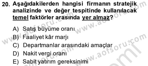 Mali Analiz Dersi 2014 - 2015 Yılı Tek Ders Sınav Soruları 20. Soru