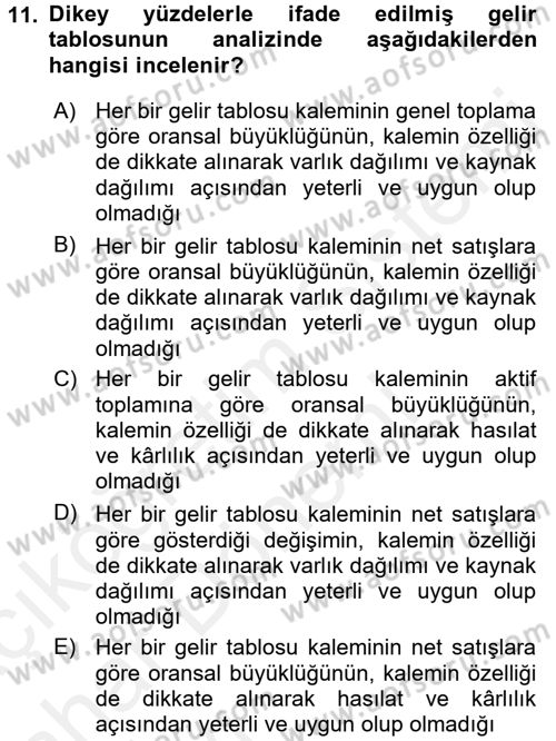 Mali Analiz Dersi 2015 - 2016 Yılı (Vize) Ara Sınav Soruları 11. Soru