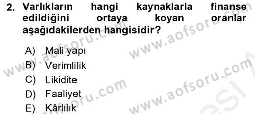 Mali Analiz Dersi 2015 - 2016 Yılı (Vize) Ara Sınav Soruları 2. Soru