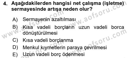 Mali Analiz Dersi 2015 - 2016 Yılı (Vize) Ara Sınav Soruları 4. Soru