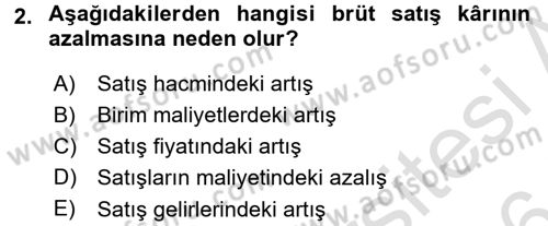Mali Analiz Dersi 2015 - 2016 Yılı (Final) Dönem Sonu Sınav Soruları 2. Soru