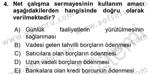 Mali Analiz Dersi 2015 - 2016 Yılı (Final) Dönem Sonu Sınav Soruları 4. Soru