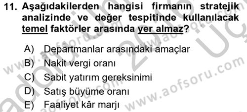 Mali Analiz Dersi 2016 - 2017 Yılı 3 Ders Sınav Soruları 11. Soru