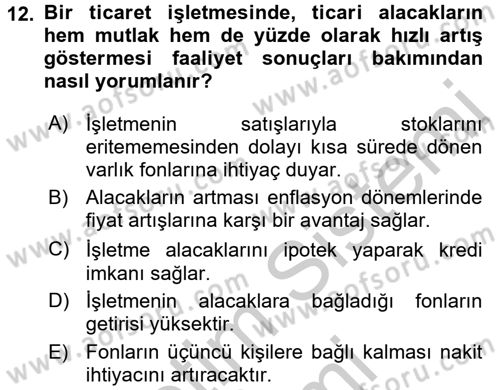 Mali Analiz Dersi 2016 - 2017 Yılı (Vize) Ara Sınav Soruları 12. Soru
