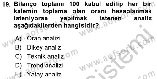 Mali Analiz Dersi 2016 - 2017 Yılı (Vize) Ara Sınav Soruları 19. Soru