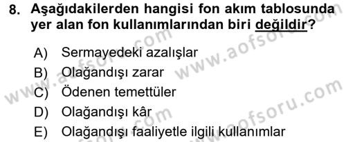 Mali Analiz Dersi 2016 - 2017 Yılı (Vize) Ara Sınav Soruları 8. Soru