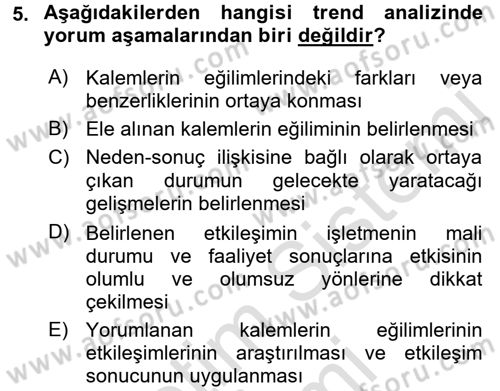 Mali Analiz Dersi 2016 - 2017 Yılı (Final) Dönem Sonu Sınav Soruları 5. Soru