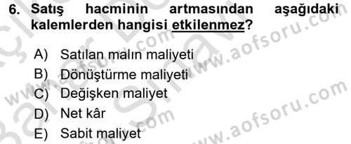 Mali Analiz Dersi 2016 - 2017 Yılı (Final) Dönem Sonu Sınav Soruları 6. Soru
