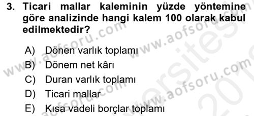 Mali Analiz Dersi 2017 - 2018 Yılı (Vize) Ara Sınavı 3. Soru