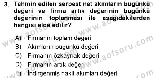 Mali Analiz Dersi 2017 - 2018 Yılı (Final) Dönem Sonu Sınav Soruları 3. Soru