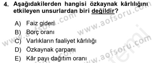 Mali Analiz Dersi 2017 - 2018 Yılı (Final) Dönem Sonu Sınav Soruları 4. Soru