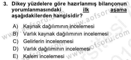 Mali Analiz Dersi 2018 - 2019 Yılı (Vize) Ara Sınavı 3. Soru