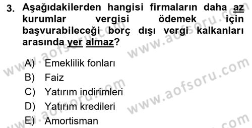 Mali Analiz Dersi 2018 - 2019 Yılı (Final) Dönem Sonu Sınavı 3. Soru