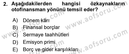 Mali Analiz Dersi 2021 - 2022 Yılı (Vize) Ara Sınav Soruları 2. Soru