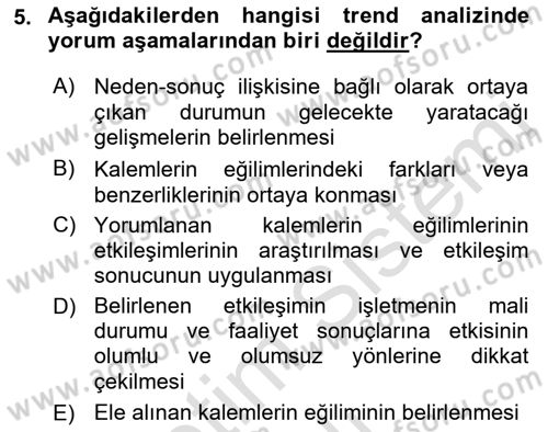 Mali Analiz Dersi 2021 - 2022 Yılı (Vize) Ara Sınav Soruları 5. Soru