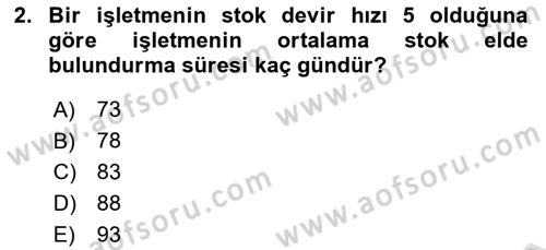 Mali Analiz Dersi 2024 - 2025 Yılı (Final) Dönem Sonu Sınav Soruları 2. Soru