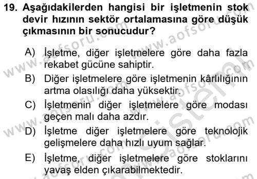 Mali Analiz Dersi 2025 - 2026 Yılı (Vize) Ara Sınav Soruları 19. Soru