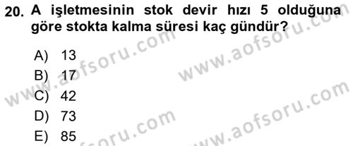 Mali Analiz Dersi 2025 - 2026 Yılı (Vize) Ara Sınav Soruları 20. Soru