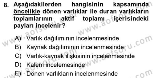 Mali Analiz Dersi 2025 - 2026 Yılı (Vize) Ara Sınav Soruları 8. Soru