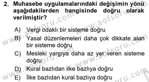 Envanter ve Bilanço Dersi 2016 - 2017 Yılı (Vize) Ara Sınavı 2. Soru