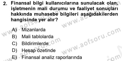 Envanter ve Bilanço Dersi 2016 - 2017 Yılı (Final) Dönem Sonu Sınavı 2. Soru