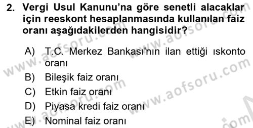 Envanter ve Bilanço Dersi 2018 - 2019 Yılı 3 Ders Sınavı 2. Soru