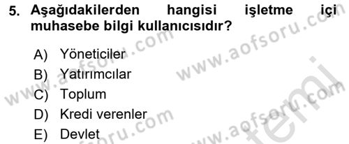 Envanter ve Bilanço Dersi 2019 - 2020 Yılı (Final) Dönem Sonu Sınav Soruları 5. Soru