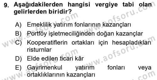 Envanter ve Bilanço Dersi 2019 - 2020 Yılı (Final) Dönem Sonu Sınav Soruları 9. Soru