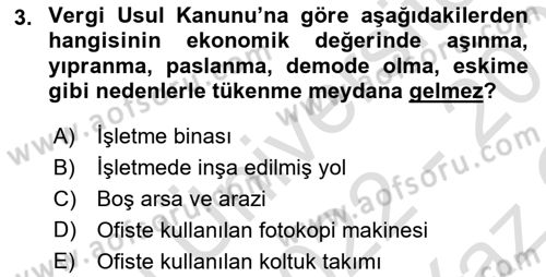 Envanter ve Bilanço Dersi 2022 - 2023 Yılı Yaz Okulu Sınavı 3. Soru