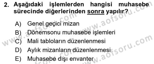 Envanter ve Bilanço Dersi 2023 - 2024 Yılı (Final) Dönem Sonu Sınavı 2. Soru