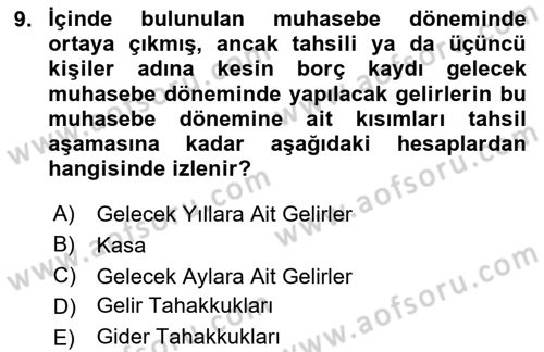 Envanter ve Bilanço Dersi 2023 - 2024 Yılı Yaz Okulu Sınav Soruları 9. Soru