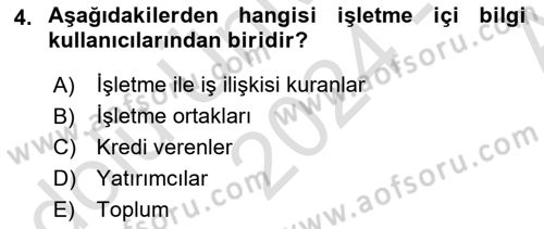 Envanter ve Bilanço Dersi 2024 - 2025 Yılı (Vize) Ara Sınav Soruları 4. Soru