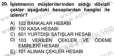 Dış Ticaret İşlemlerinin Muhasebeleştirilmesi Dersi 2012 - 2013 Yılı (Vize) Ara Sınav Soruları 20. Soru