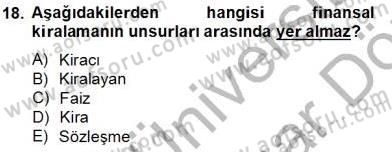 Dış Ticaret İşlemlerinin Muhasebeleştirilmesi Dersi 2012 - 2013 Yılı (Final) Dönem Sonu Sınavı 18. Soru