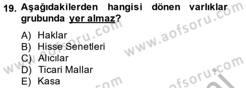 Dış Ticaret İşlemlerinin Muhasebeleştirilmesi Dersi 2013 - 2014 Yılı (Vize) Ara Sınav Soruları 19. Soru